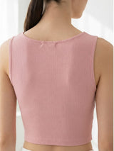 Clobug Women V- Neck Pink Crop Top