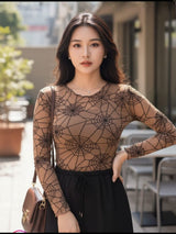 Clobug Women Spider Print Top