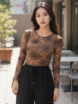 Clobug Women Spider Print Top