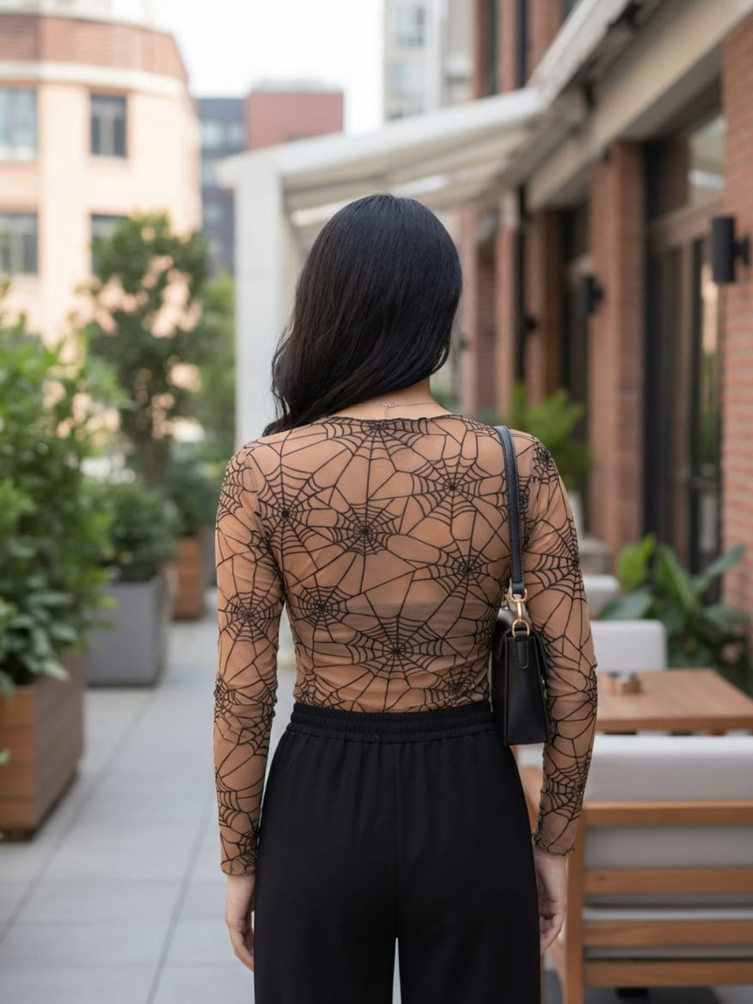Clobug Women Spider Print Top