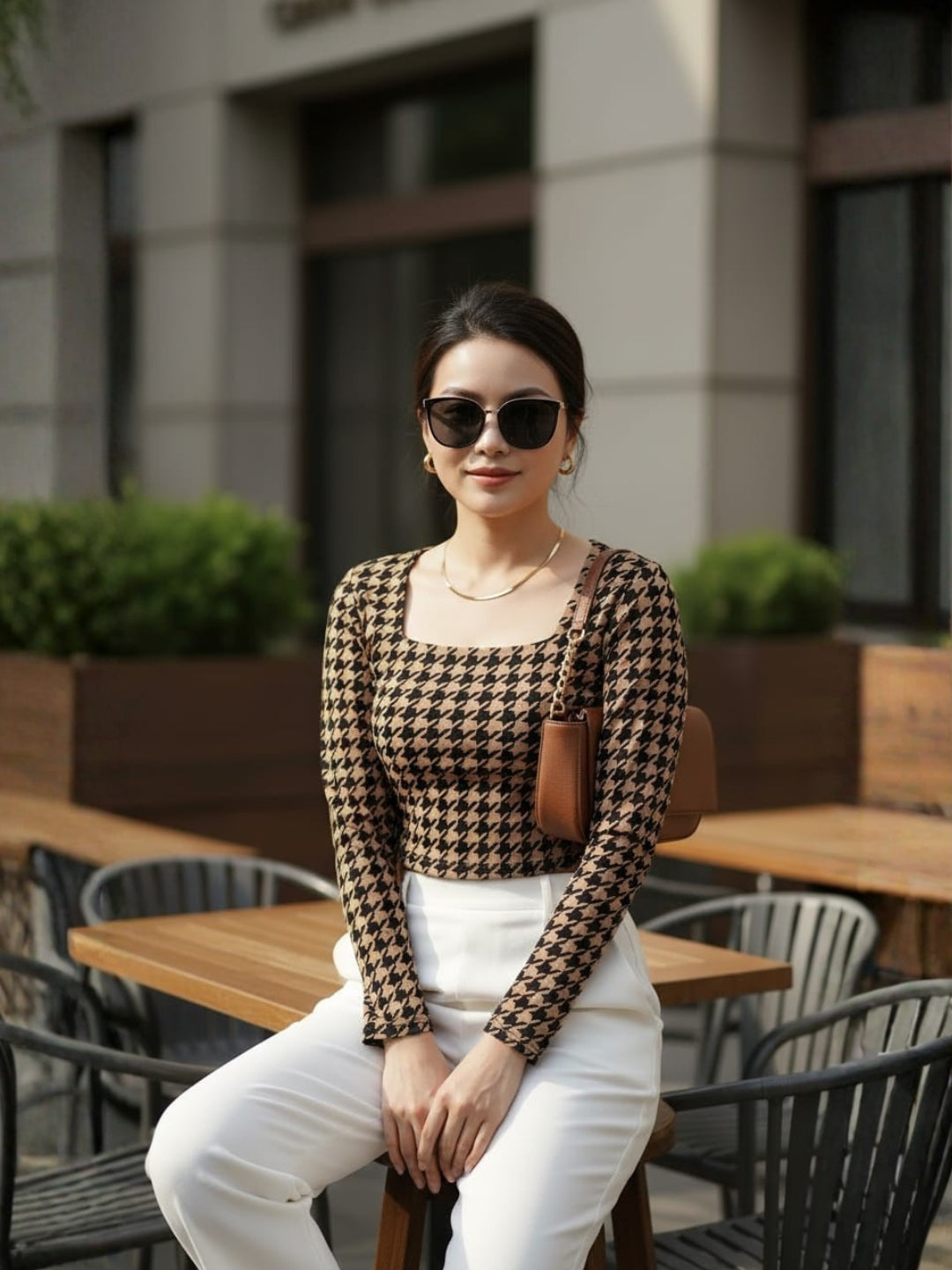 Clobug Women Check Printed Top