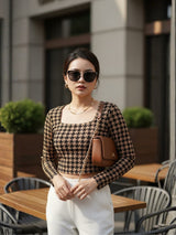 Clobug Women Check Printed Top