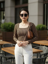 Clobug Women Check Printed Top