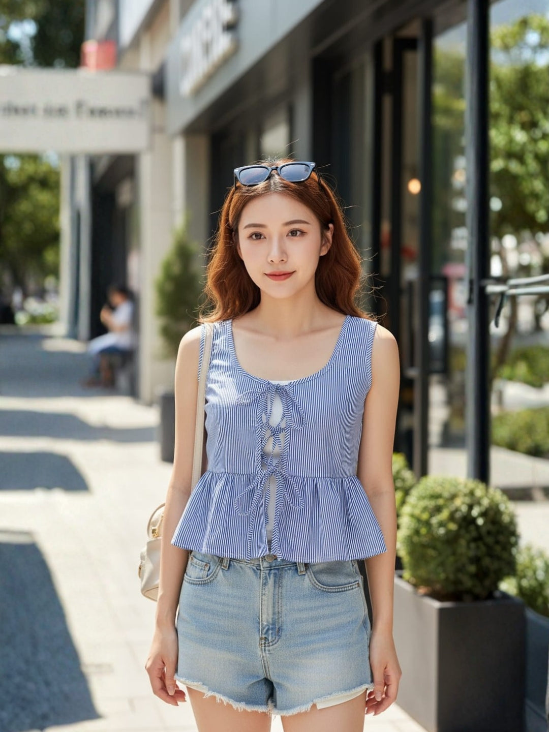 Clobug Women Tie-up Cotton Top