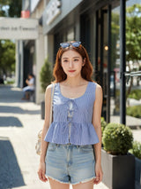 Clobug Women Tie-up Cotton Top