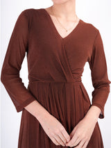 Brown Sheer Wrap Dress