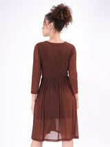 Brown Sheer Wrap Dress