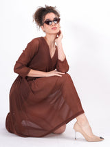 Brown Sheer Wrap Dress