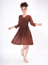 Brown Sheer Wrap Dress