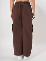Brown Straight fit Cargo With Pockets And Adjustable Strings-2