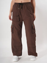 Brown Straight fit Cargo With Pockets And Adjustable Strings