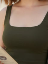 Clobug Women Cotton Blend Sleeveless Square Neck Tank Top