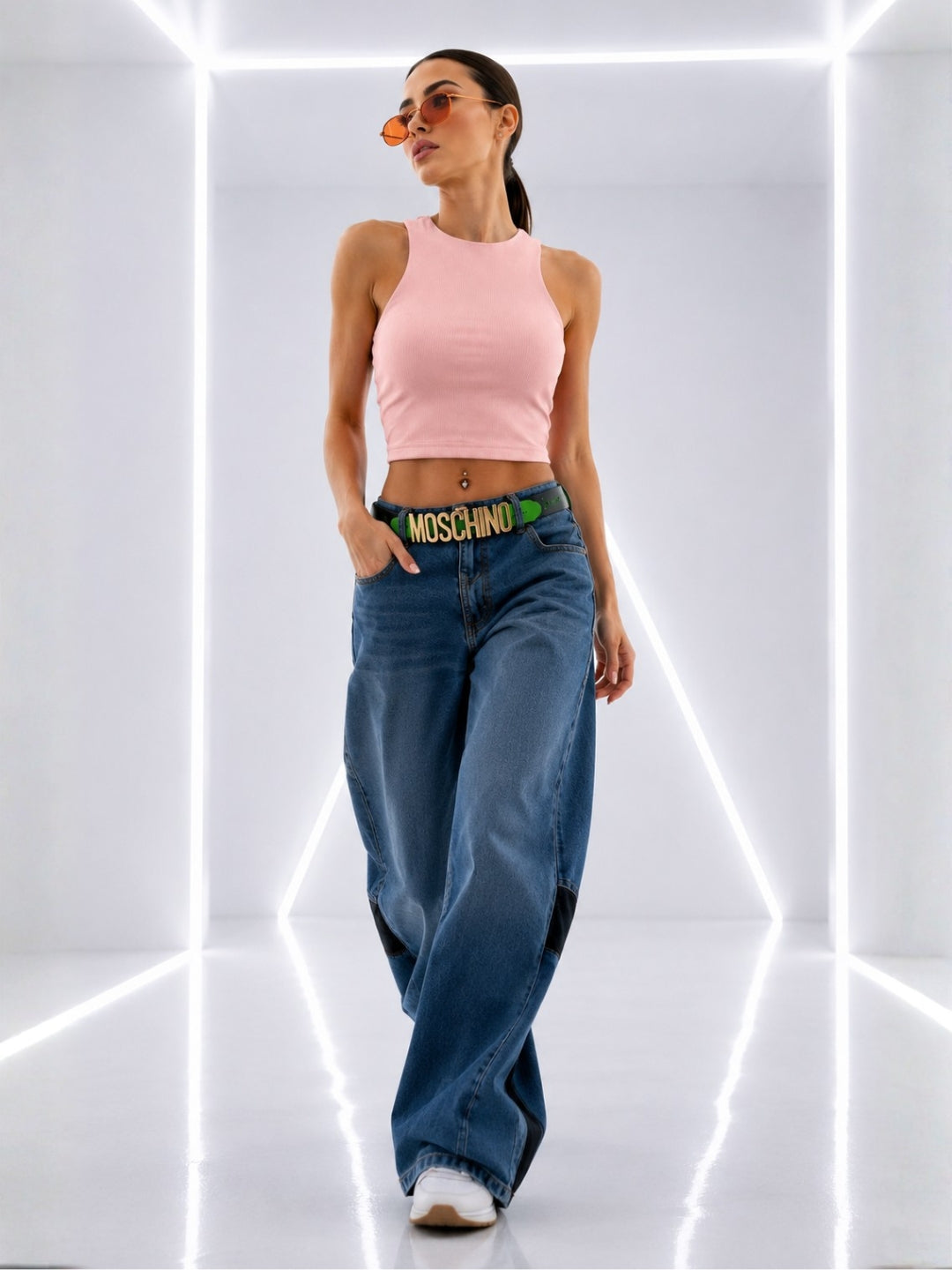 Clobug Solid Ribbed Sleeveless Crop Tank Top