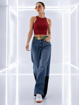 Clobug Solid Ribbed Sleeveless Crop Tank Top