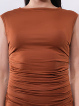 Clobug Women Ruched Bodycon Midi Dress