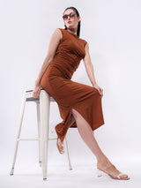 Clobug Women Ruched Bodycon Midi Dress