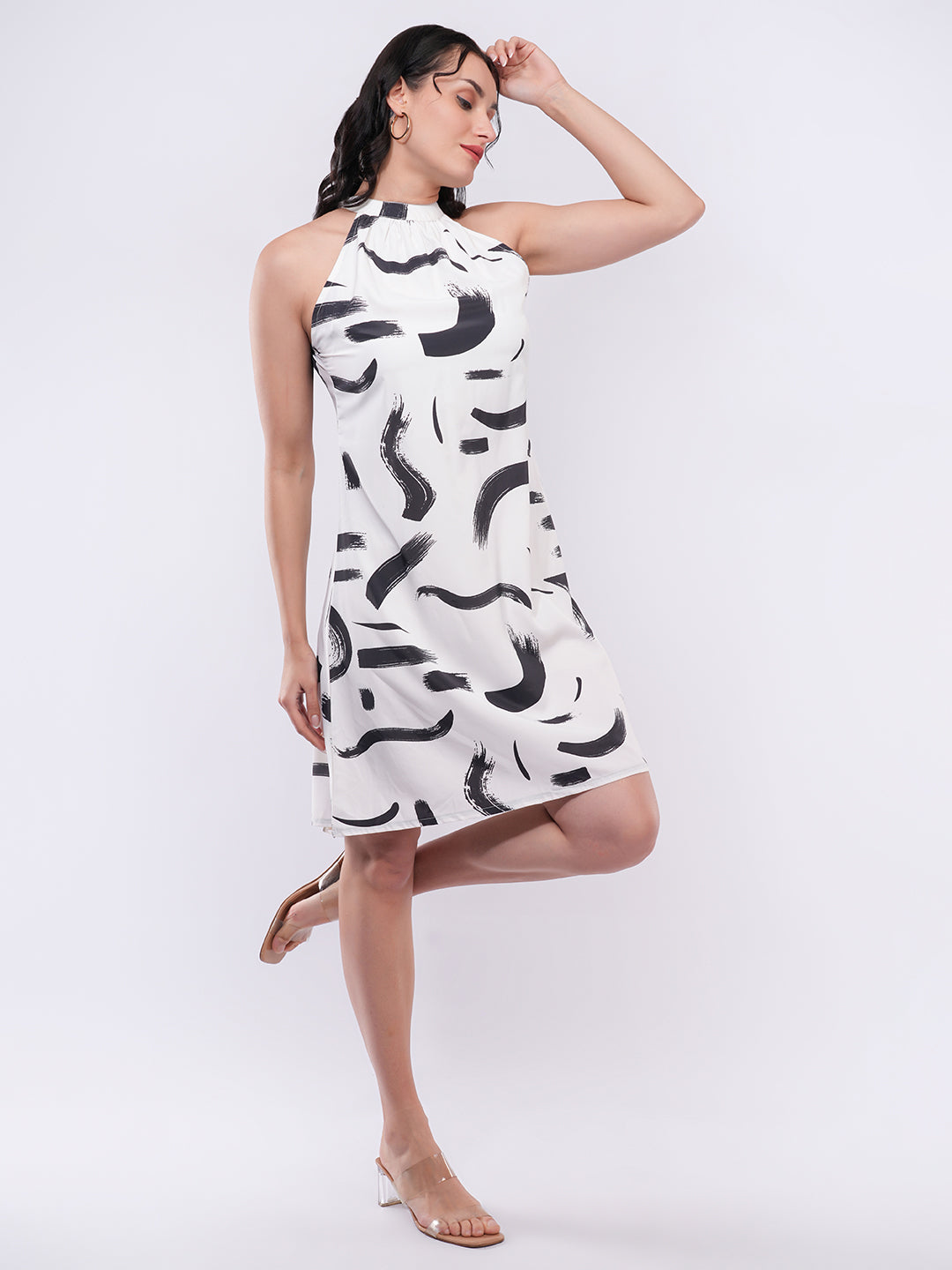 Clobug Women Abstract Print A-Line Dress