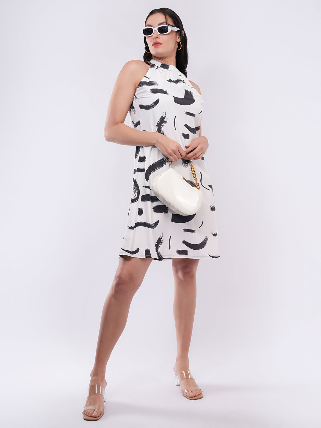 Clobug Women Abstract Print A-Line Dress