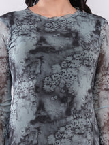 Clobug Women Tie-Dye Mesh Bodycon Mini Dress