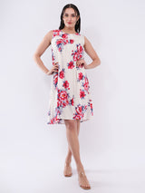 Clobug Women Floral A-Line Sleeveless Dress
