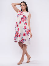 Clobug Women Floral A-Line Sleeveless Dress