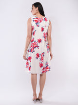 Clobug Women Floral A-Line Sleeveless Dress