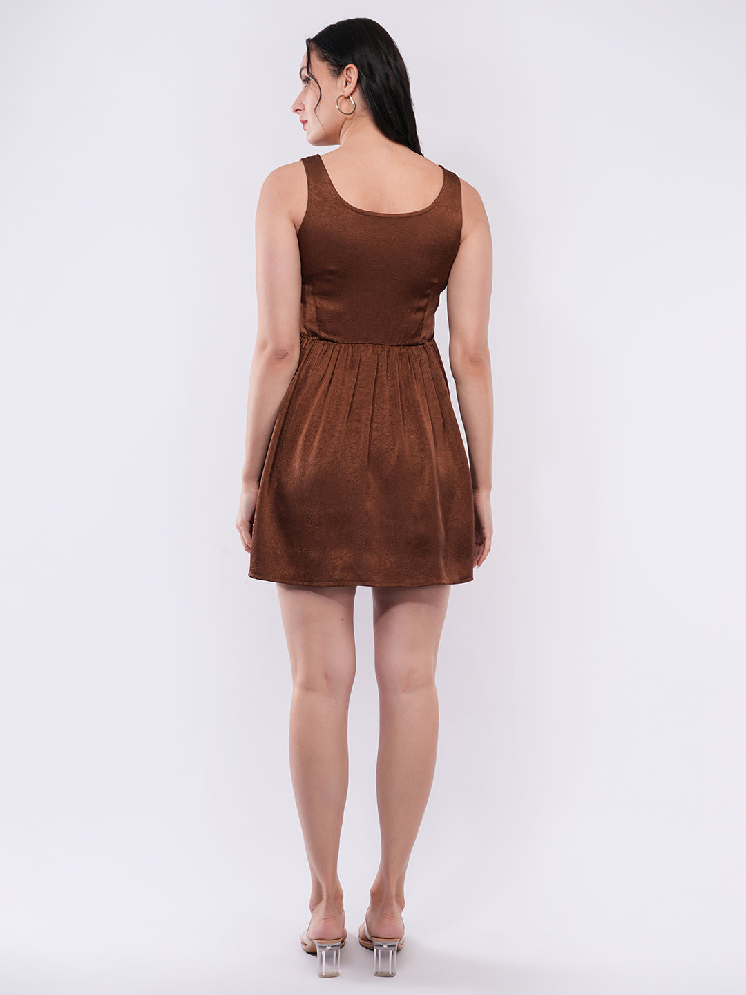 Clobug Women Button Front Skater Mini Dress