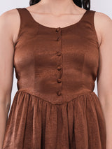 Clobug Women Button Front Skater Mini Dress