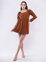 Clobug Women Smocked Puff Sleeve Mini Dress