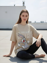 Clobug Women Oversized Cartoon Graphic Print T-Shirt