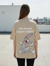 Clobug Women Oversized Cartoon Graphic Print T-Shirt