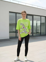 Clobug Women Oversized Cartoon Graphic Print T-Shirt