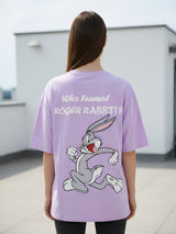 Clobug Women Oversized Cartoon Graphic Print T-Shirt