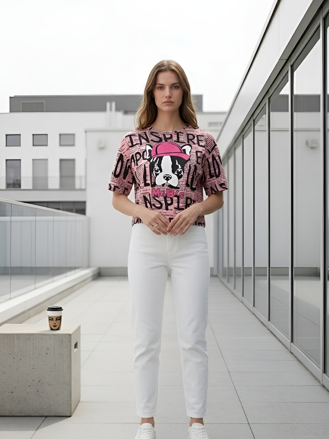 Clobug Women Printed Oversized T-Shirt | Half Sleeve Round Neck Casual Loose Fit