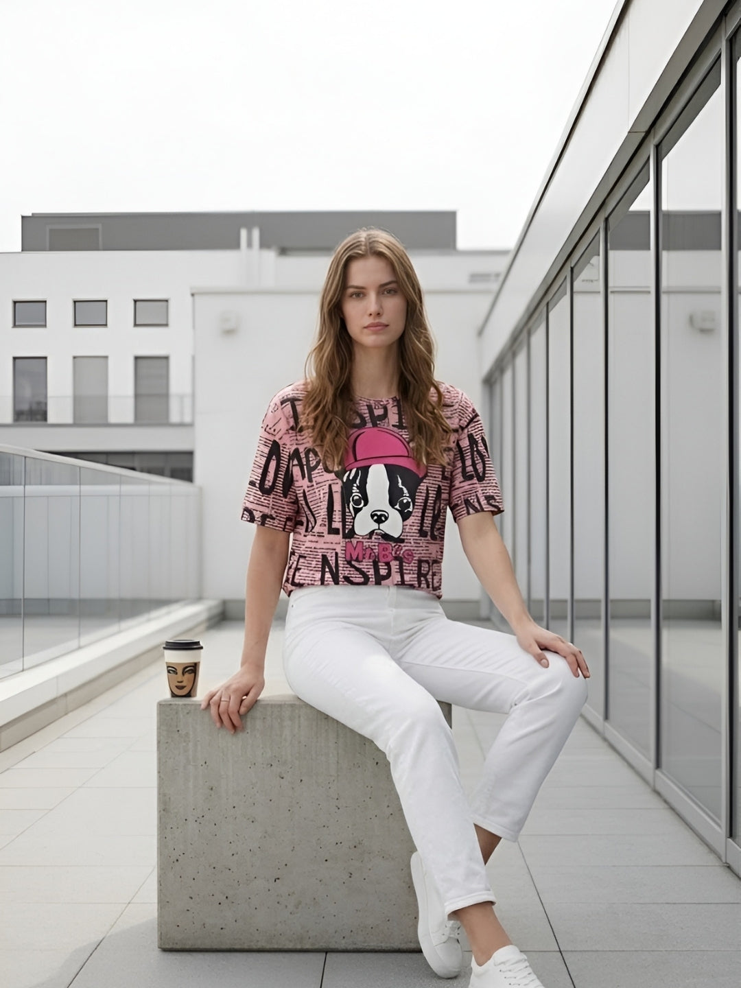 Clobug Women Printed Oversized T-Shirt | Half Sleeve Round Neck Casual Loose Fit