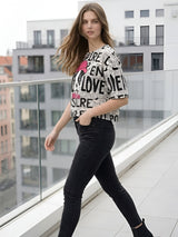 Clobug Women Printed Oversized T-Shirt | Half Sleeve Round Neck Casual Loose Fit