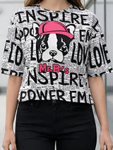 Clobug Women Printed Oversized T-Shirt | Half Sleeve Round Neck Casual Loose Fit