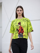 Clobug Women Oversized Graphic Print Half Sleeve T-shirt