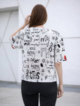 Clobug Women Oversized Graphic Print Half Sleeve T-shirt