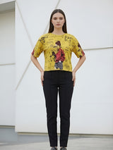 Clobug Women Oversized Graphic Print Half Sleeve T-shirt