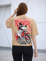 Clobug Women Oversized Graphic Print T-Shirt