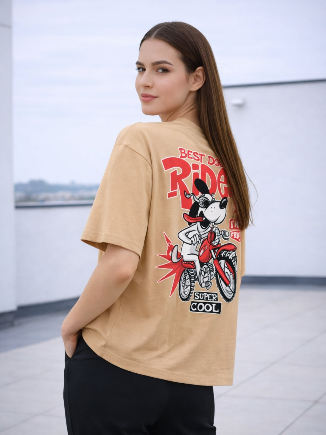 Clobug Women Oversized Graphic Print T-Shirt