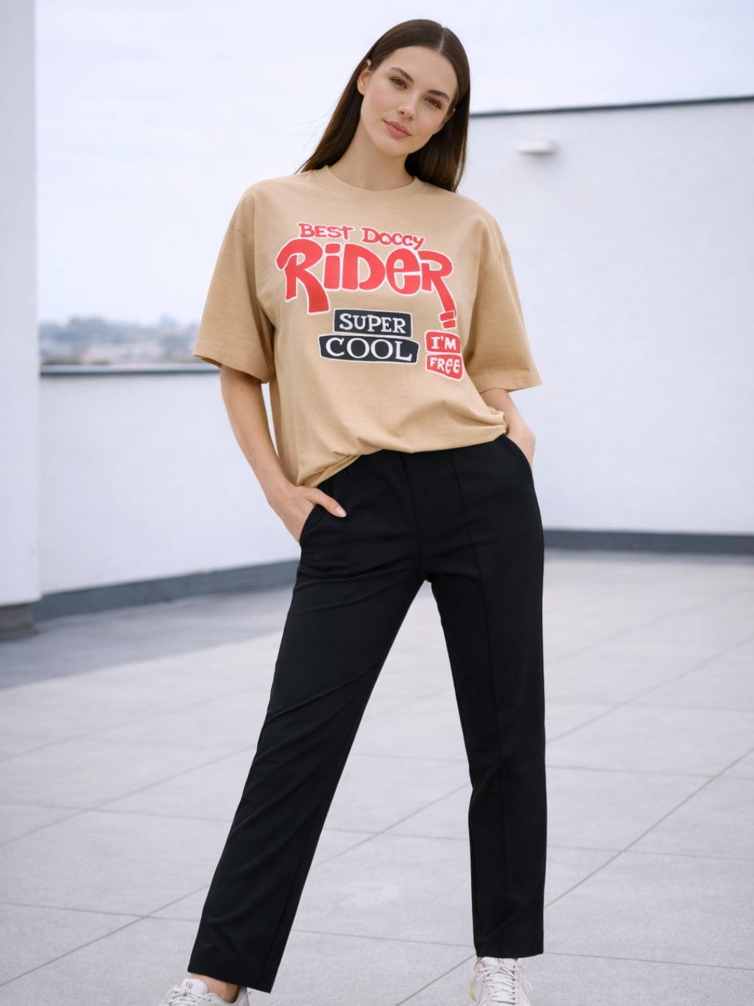 Clobug Women Oversized Graphic Print T-Shirt