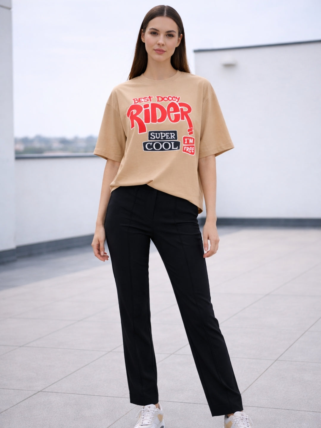 Clobug Women Oversized Graphic Print T-Shirt