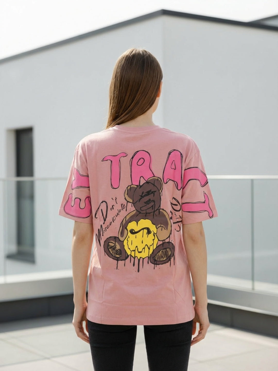 Clobug Women Printed Oversized T-Shirt (Half Sleeve)