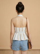 Clobug Women Sleeveless V Neck Sleeveless Printed Top