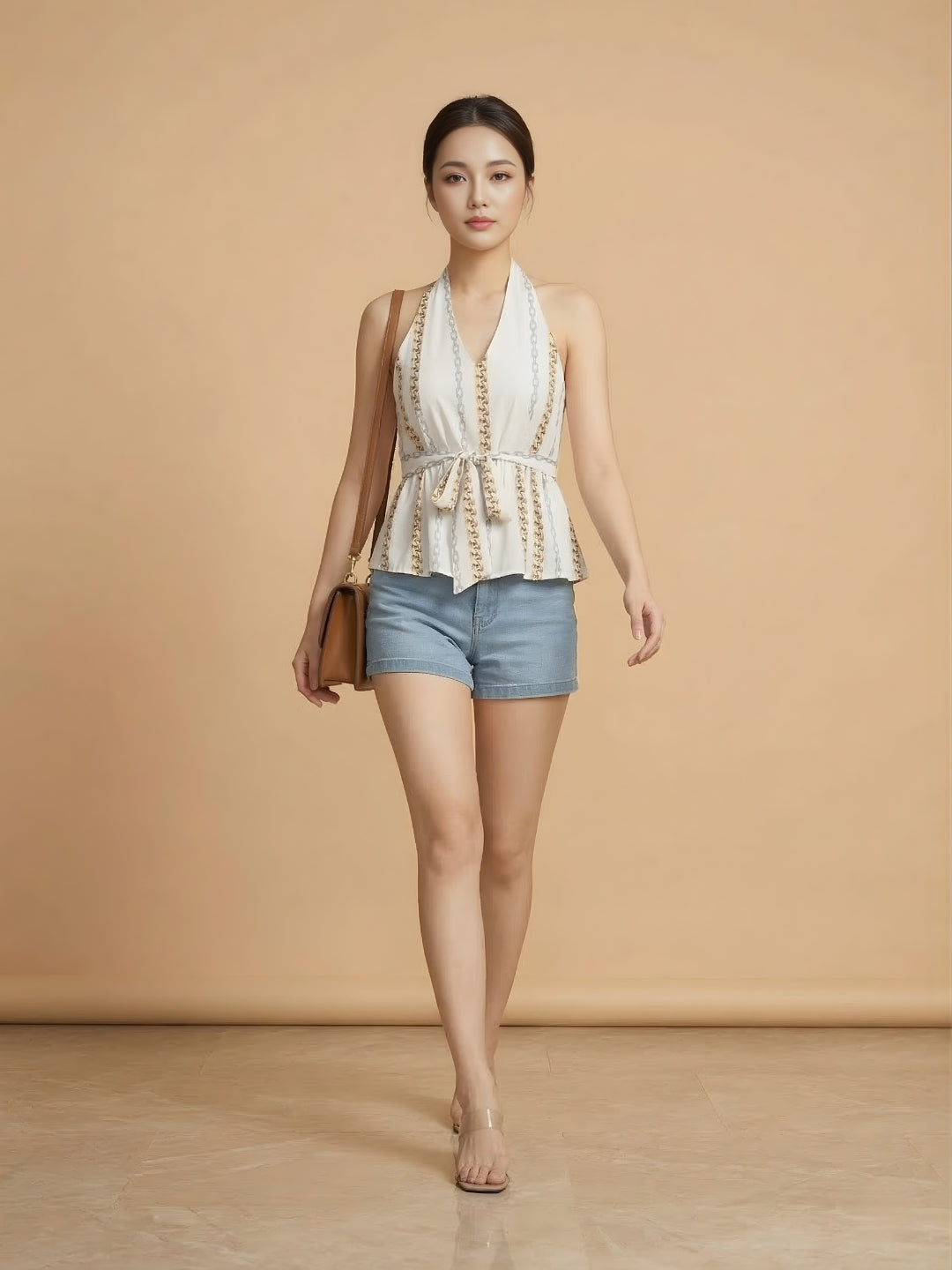 Clobug Women Sleeveless V Neck Sleeveless Printed Top