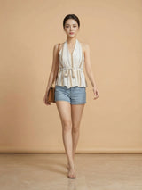 Clobug Women Sleeveless V Neck Sleeveless Printed Top