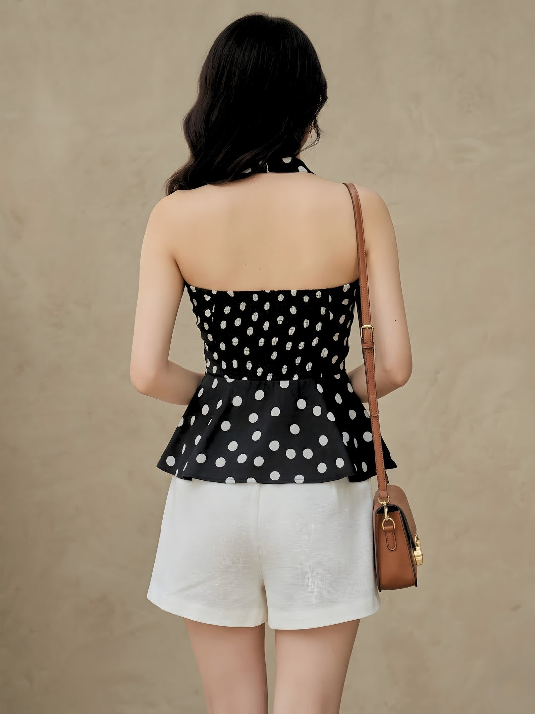 Clobug Women Sleeveless Polka dot Print Top