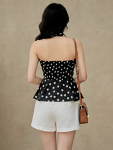 Clobug Women Sleeveless Polka dot Print Top